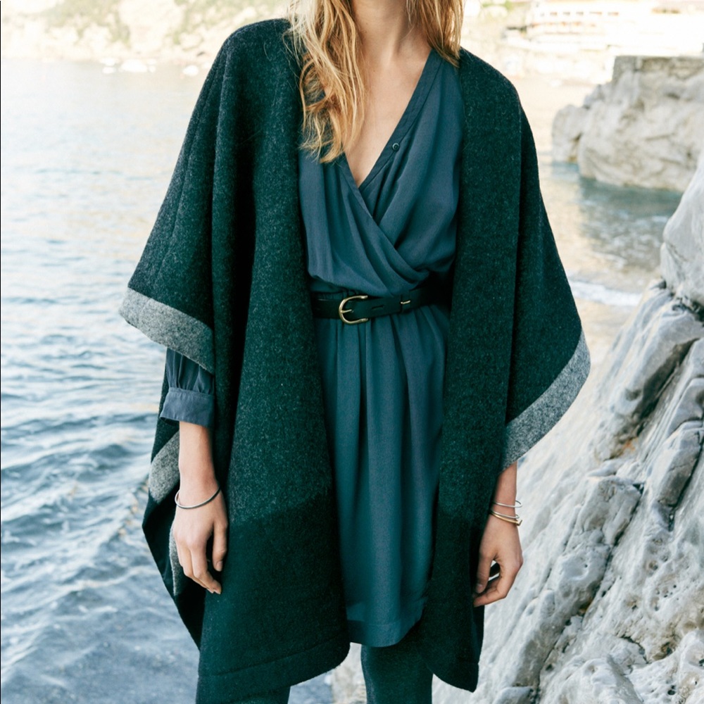 Madewell Black & Gray wool Cape